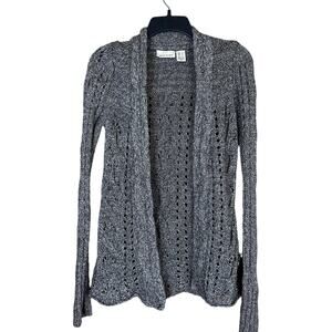 DKNY Jeans Brown/White Mix Heavy Knit Open-front‎ Cardigan Size Small